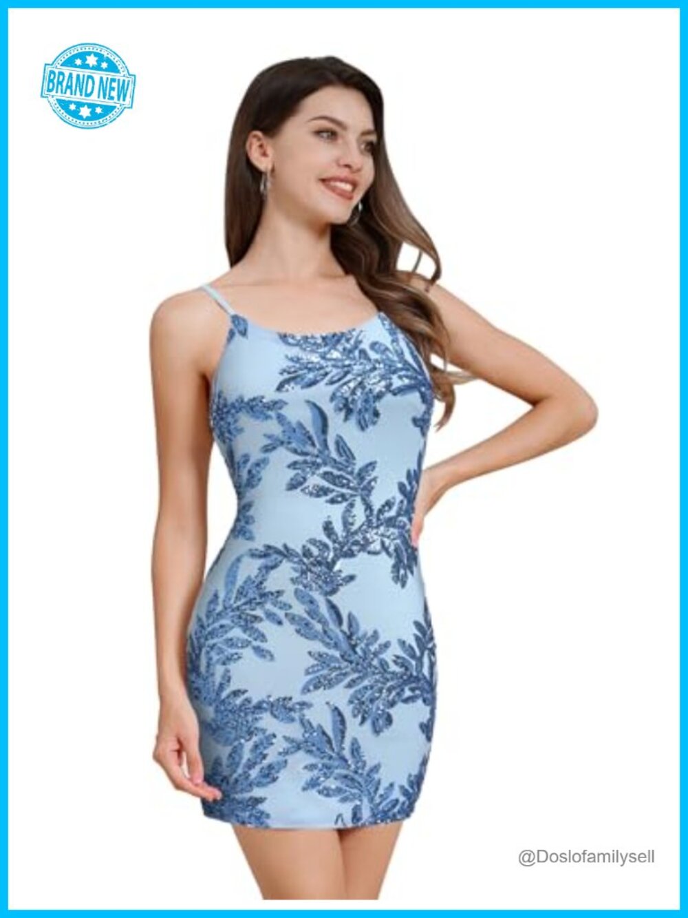 Women's Sparkly Sequin Bodycon Mini Homecoming Party Dress Spaghetti Strap